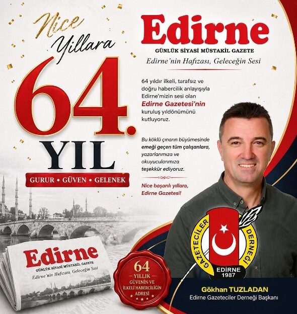 TUZLADAN’DAN EDİRNE GAZETESİ’NE 64. YIL TEBRİĞİ