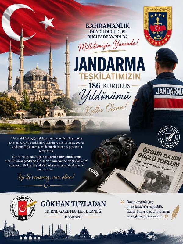 JANDARMA TEŞKİLATIMIZIN 186. KURULUŞ YIL DÖNÜMÜ KUTLU OLSUN